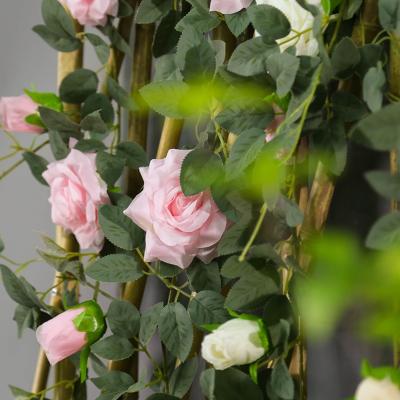 China Feel Really Hot Selling 13 Heads Artificial Rose Vine Wholesale Artificial Rose Flower Vine For Wedding Delicate Home Decoration for sale