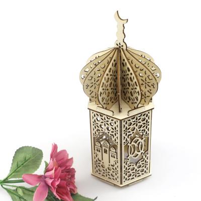 China Home Decoration Ramadan Decoration Wooden Handicraft Scented Muslim Eid Candle Holders Home Decor for sale