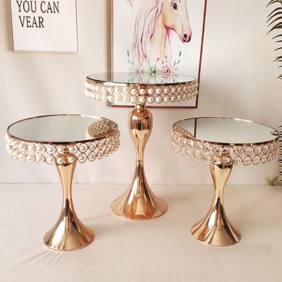 China 2022 Viable Porta Velas Ramadan Decoration Gold Party Table Ramadan Cake Stand Dessert Decoration Crystal Candle Holder Ramadan Tray for sale