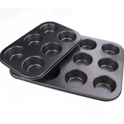 China Amazon Success Sustainable Cake Supplies 6 Hole Non-Stick Cupcake Baking Tray Pan Cake Molds for sale