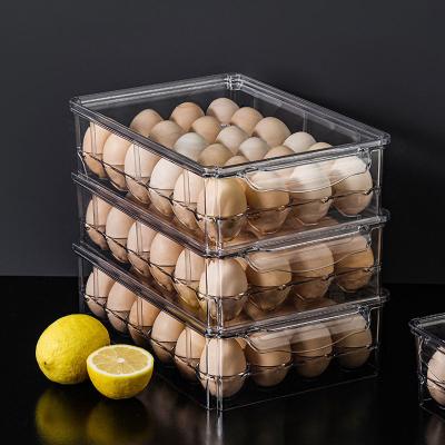 China Fresh Preservation Kitchen Tableware Food Container Box Grid Egg Storage Box Plastic Large Capacity Crisper Egg Storage Tray Boxes 15/24 for sale