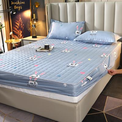 China 2021 Eco-friendly Newest Arrival Style 100% Cotton Mattress Cover Printed Queen Fitted Bedspread for sale