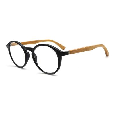 China Hot Selling Classic Bamboo Optical Frame Round Vintage Unisex Anti Bamboo Blue Light Glasses Retro for sale