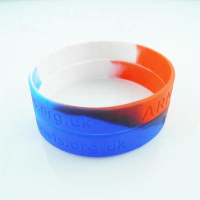 China 2021 Romantic Debossed Logo Embossed Logo Printed Colors Sports Silicone Wristband Wristband For Gift for sale