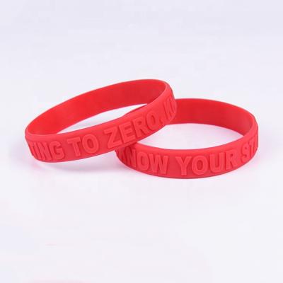 China Casual / Sporty Red Silicone Debossed Wrist Bands Custom Print Debossed Embossed Logo Wristbands for sale