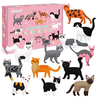 China Customized Cat Shape Craft Kit Felt Toys Sewing Intellectual Development For Children for sale