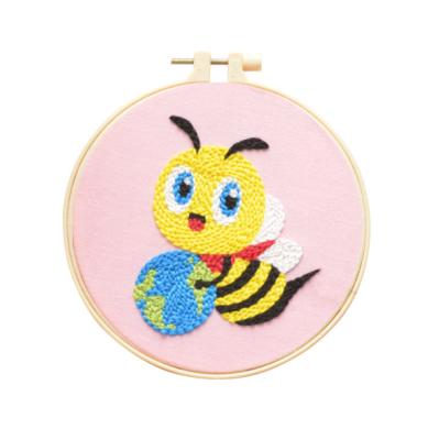 China Eductional Toys Educational Toys Kids Cartoon DIY Punch Needle Starter Kit Cover Hanging Embroidery Kit for sale