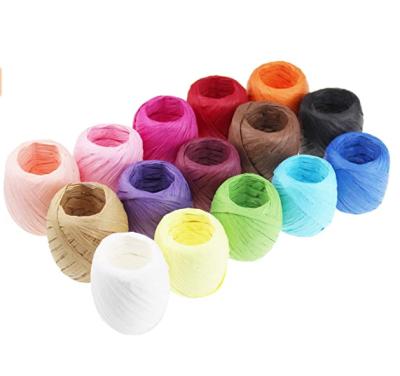 China Environmental Friendly Multicolor Raffia Paper Ribbon Twine Twine Set For DIY Craft Gift Box Wrapping for sale