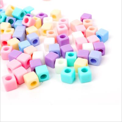 China Jewelry Making DIY Beaded Accessories Colorful Plastic Loose Beads Big Hole Square Acrylic Beads for sale