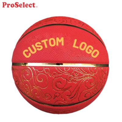 China 7 Proselect MOQ 2 Pieces Christmas Gift Custom Design Red Color Professional No Sweat PU Size 7 Basketball Ball for sale