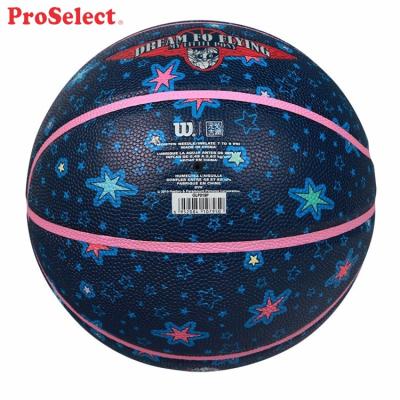 China 7 Proselect Girl's Professional Dark Blue Indoor PU Basketball for sale