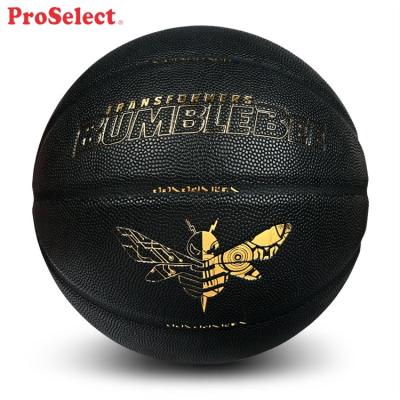 China Proselect Team Sports Equipment Official New Design Full Size 7 PU Leather Indoor Basketball Custom Black 7 Ball for sale