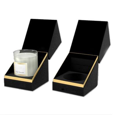 China Recyclable Custom Black Printing Logo Paper Candle Packaging Gift Boxes Luxury Candle Jars With Lids And Box for sale