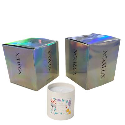 China Recyclable Custom Logo Printed Personalized Holographic Candle Packaging Gift Box For Candle Jar for sale