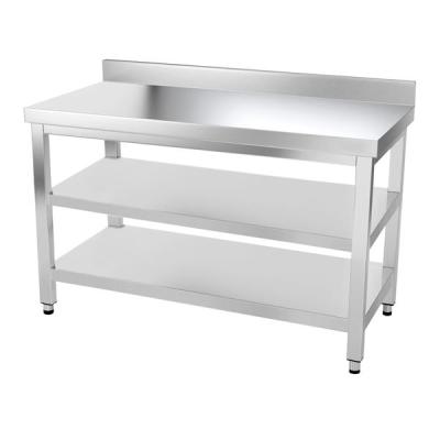 China Hotel Kitchen Restaurant 800mm Factory Wholesale Stainless Steel Work Table With Backsplash And Shelf Kitchen Work Table for sale