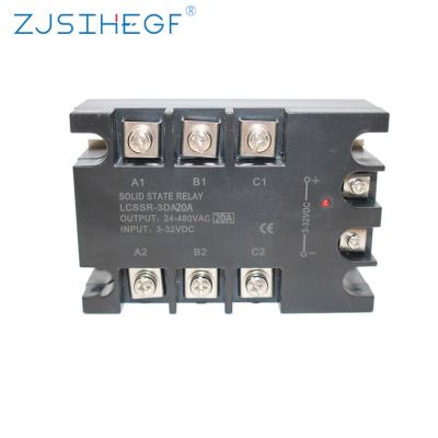 China ZJSIHEGF China Factory Sealed High Quality Solid State Relay Three Phases AC 3-32V DC Control 24-480V SSR-20DA Black Type for sale