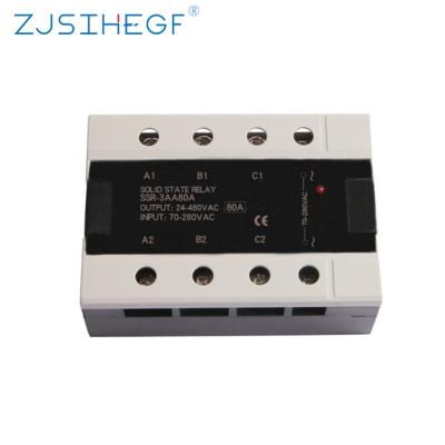 China China Factory Sealed Three Phases High Quality Solid State Relay SSR-80A AC Control AC 70-280VAC To 24-480VACA for sale