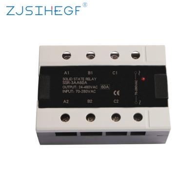 China China Factory Sealed High Quality Three Phases Solid State Relay SSR-60A AC Control AC 70-280VAC To 24-480VACA for sale