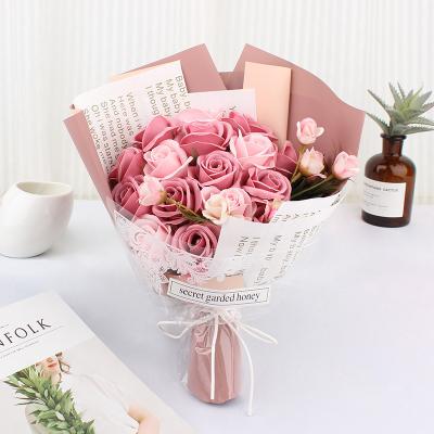 China Bouquet Simulation Rose Soap Flower Bouquet Gift Box Mother's Day Gift for sale