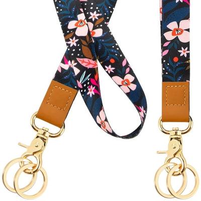 China Motorcycle Key and Neck Chain Wrist Lanyards for ID Badge Keys for Women Kids Teacher Cute Car Key Neck Lanyards with Key Chain Multicolor Flower for sale