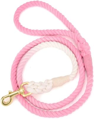 China Multicolor 5FT Lead Pull Multicolor Cotton Dog Rope Detachable Shade Soft Handle Braided Training Braided Rope For Medium Large Dogs Walking for sale