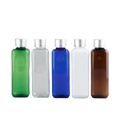 China Factory direct sale price green color big size 100ml amber PET transparent packaging bottle transparent plastic package with aluminum caps for sale