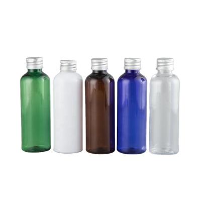 China Factory direct sale packaging cheap price100ml cylinder round pet plastic plastic toner perfume colored water bottle with aluminum cap for sale