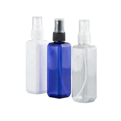 China Factory Direct Sale 100ml Square Color Spray Packaging Empty Customized Refillable Plastic Bottles With Fine Mist Sprayer Pump for sale