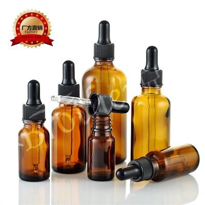 China Personal Care 5ml10ml 20ml 30ml50ml100ml Essential Oil Bottle Amber Glass Bottle With Black Rubber Dropper for sale