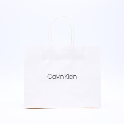 China Biodegradable Promotional Good Quality White Kraft Paper Bags Strong Logo Print Shopping Bag White Paper Bag for sale