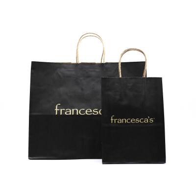 China Customizable HDPK 2022 LOGO Clothing Shopping Paper Bag Biodegradable With Black Handle for sale