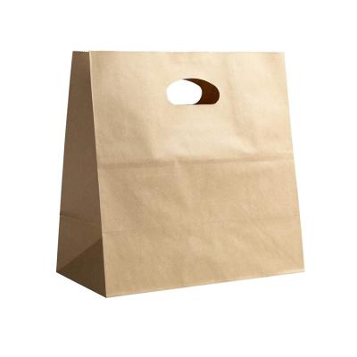 China High Quality Biodegradable Brown Kraft Paper Handle Heavy Duty Recycled Food Packaging Die Cut Paper Bag for sale