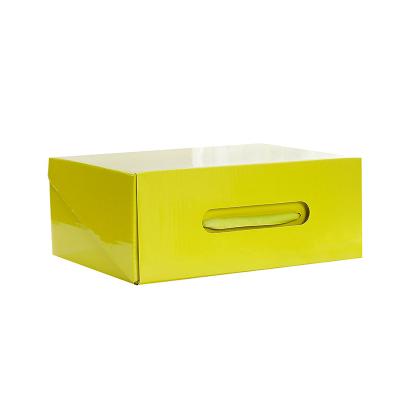 China 2021 Recycled Materials Yellow Shoe Box Boy And Girl Cheap High Quality Shoe Box for sale