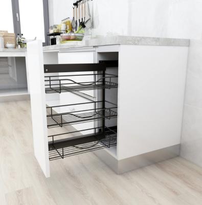 China Modern Hot Sale Kitchen Wire Side Storage Basket With MDF Base for sale