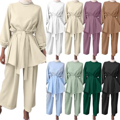 China Plus Size CCY Modest Muslim Women's Clothing Plus Size Casual Skirts And Pants 2 Piece Set Long Sleeve Loose Abaya Women's Arabian Suit for sale