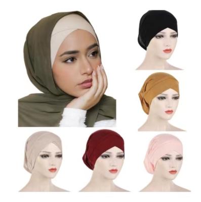 China Cotton CCY Amazon Hot-selling Muslim Hijab Inner Caps Mercerized Cotton Innercap Turban Underscarf Islamic Female Bonnet Bottom Hats for sale