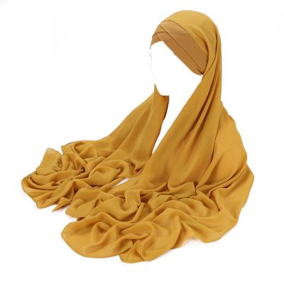 China Chiffon CCY 2023 New Solid Color Muslim Headband Prayer Amira Hijabs Scarf Instant Universal Chiffon Scarf Hijab Set Ready to Wear Hijab for sale