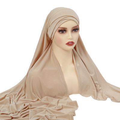 China Solid CCY Wholesale 2024 Ladies Muslim Instant Hijab Scarf Forehead Cross Islamic Turban Head Wrap for Women for sale