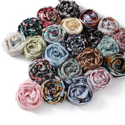 China Custom CCY Dubai Muslim Plain Long Scarfs Shawls Chiffon Floral Printed Hijabs Scarves Islamic Musulman Women Hijabs Headscarfs for sale