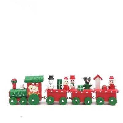 China New Product Rustic Christmas Kids Retro Mini Train Toys Colorful Wooden Magnetic Train Toy for sale