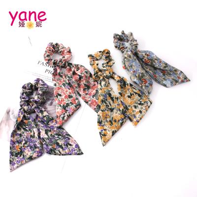 China Fashional Hair Band Fashion Flower Style Pattern Design Hair Scrunchies Scarf Elastic Hair Scrunchies for sale