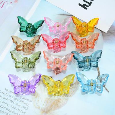 China Fashional Hair Claw Small Size Claw Clip Hair Clip Transparent Color Butterfly Hair Claw Plastic Hair Claw for sale