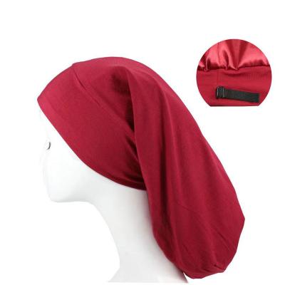 China Fashion JOINT Solid Stain Satin Women's Silky Hood Large For Lady Sleep Cap for sale