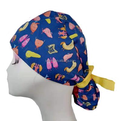 China Eco-friendly Pet Grooming Hat Accessories Nurse Custom Print Scrub Hat for sale