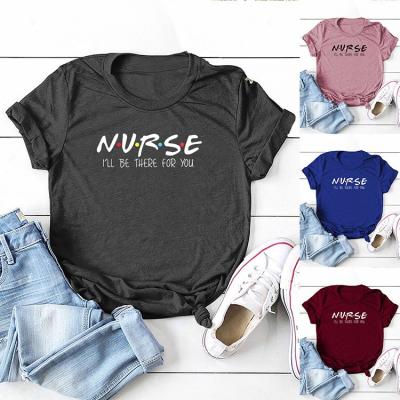 China Eco Friendly Nurse I'll Be There Print T Shirt Cotton Short Sleeve T-Shirt For Women for sale