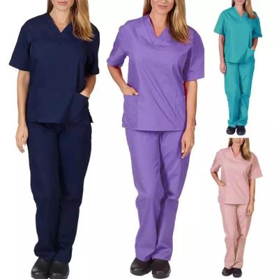 China Lightweight Eco-Friendly Summer Scrub Uniform Sets Polyester Rayon Spandex Tops Pants For Nurse for sale