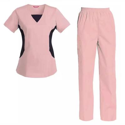 China Fashion Style Eco-Friendly Womens Scrub Uniforms Cargo Pants Sets With Short Sleeve Tops Sets for sale