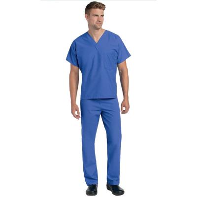 China Doctor Working Clothes Shortsleeve Soft V-Neck Solid Nursing Scrub Uniform Suit for sale