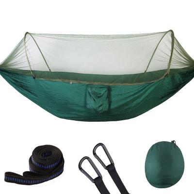 China Modern Outdoor Portable Single and Double Automatic Camping Hammock with Mosquito Net (Dark Green) for sale