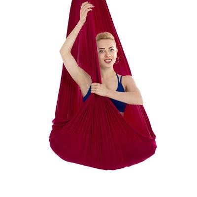 China Premium Home Use Yoga Hammock Aerial Silk Swing for YogaInversion Anti-Gravity Exercises and Improved Flexibility Core Strength--Wine Red for sale